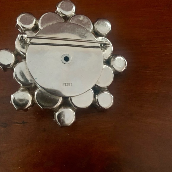 Vintage Signed Weiss Blue Aurora Borealis Rhinestone Cluster Statement brooch - Picture 6 of 8